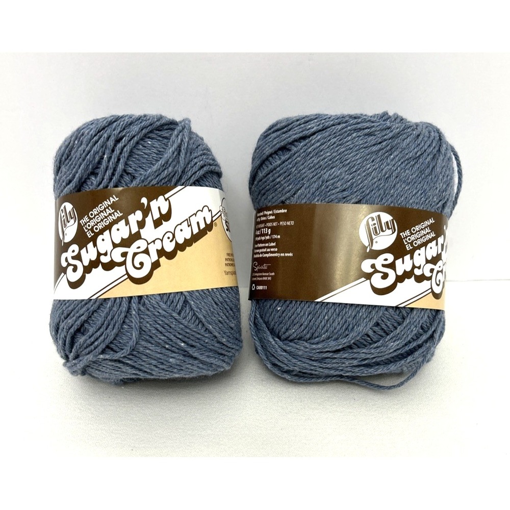 Lily Sugar 'n Cream Cotton Yarn Blue Jeans Super-Size Lot of 2 #18116